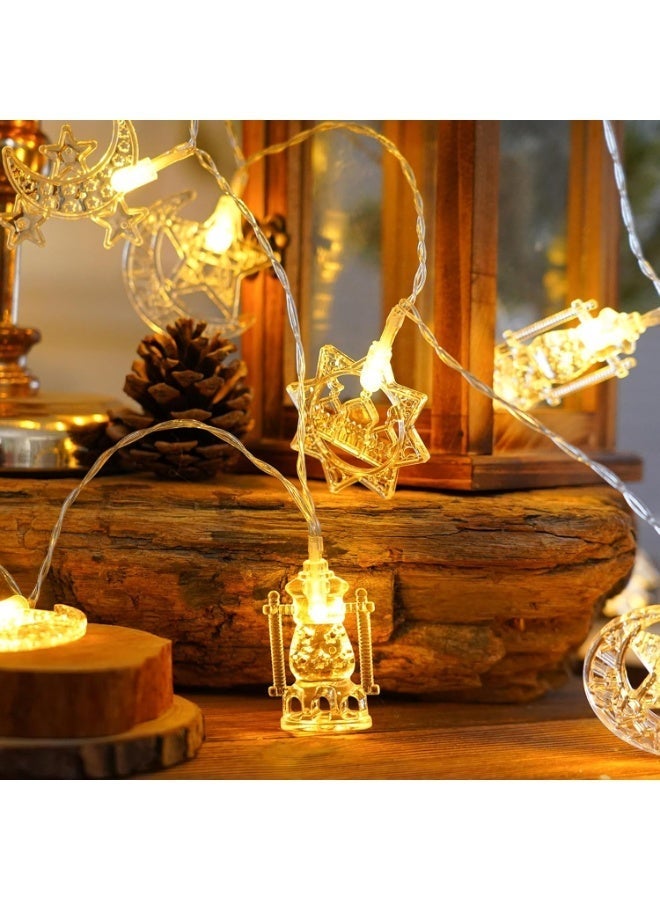 FUREUL Curtain Ramadan Lights Window String Light Fairy Lights for Eid Mubarak Decoration with 40 LEDs,Battery Operated,Warm White,6Meters - Image 4